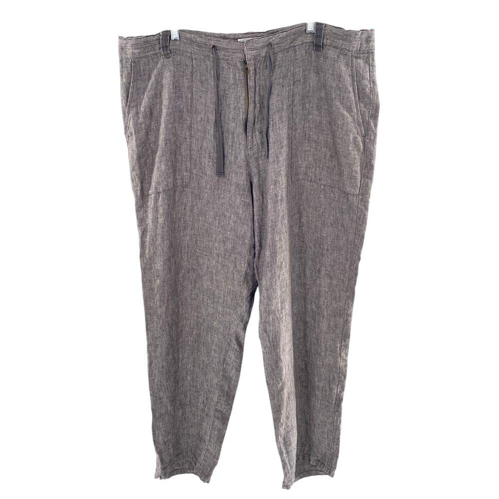 Madda Fella Key West‎ Women's Gray Linen Blend Drawstring Pants Sz XL Coastal